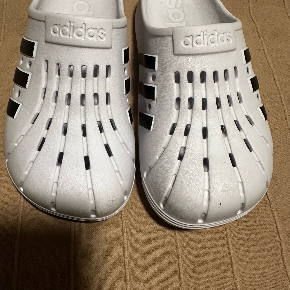 Adidas White and Black Slip-On Shoes